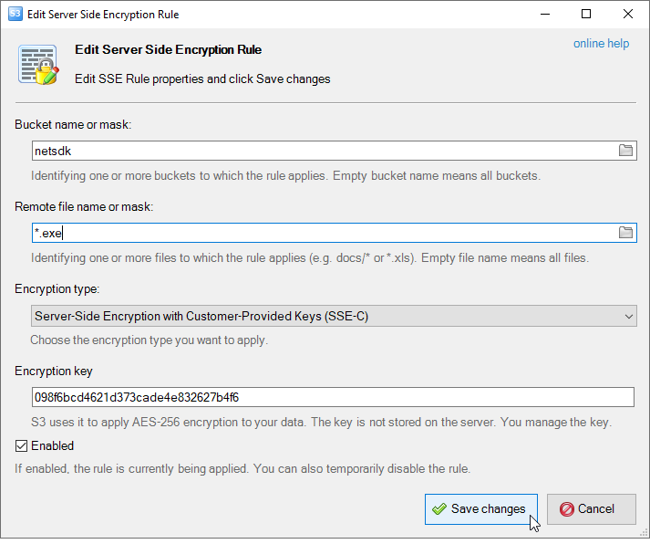 edit sse rule dialog