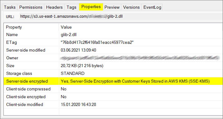 Select the file and open the Properties tab