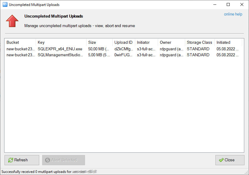 Uncompleted Multipart Uploads - Scan Completed Uncompleted Multipart Uploads - Scan Completed