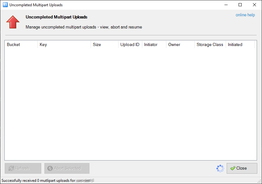 Uncompleted Multipart Uploads - Scan in Progress Uncompleted Multipart Uploads - Scanning