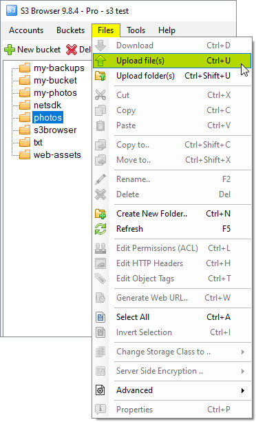 Click Files, Upload file(s) or Files, Upload folder(s) Click Files, Upload file(s) or Files, Upload folder(s)