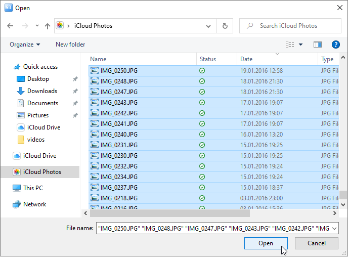 Select files on your local disk Selet files to upload