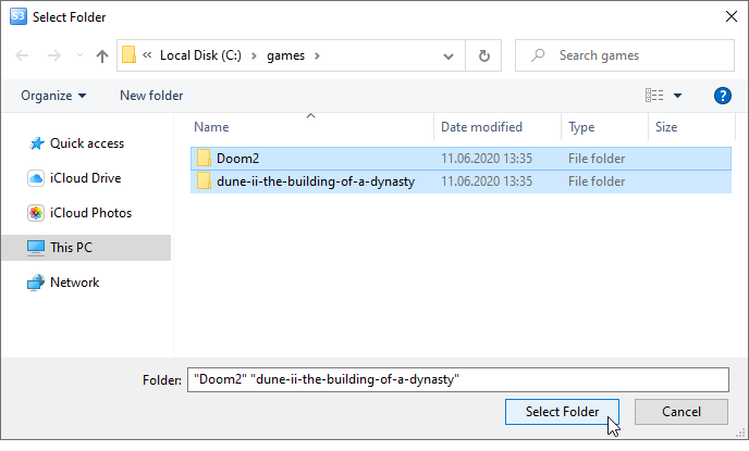 Select the folder you want to upload Select the folder to upload