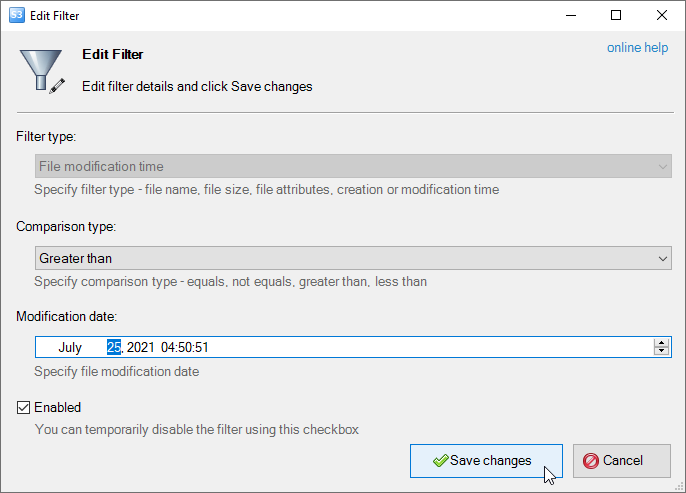 Edit Filter dialog