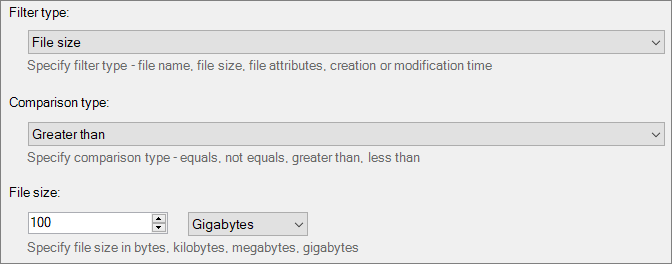 File size filter