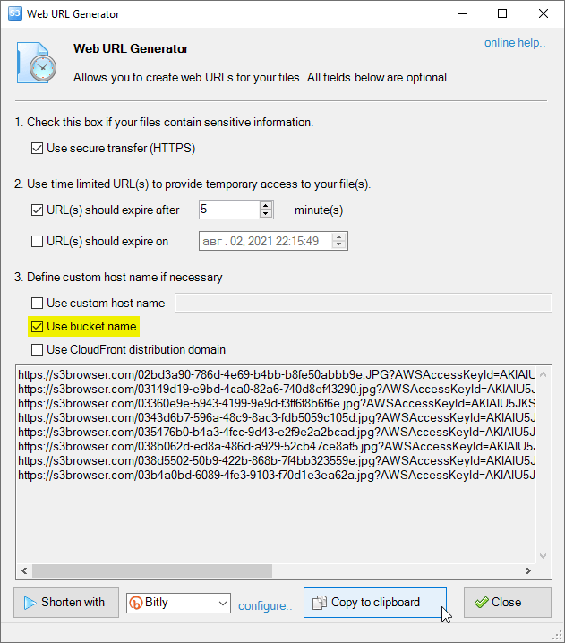 use current Amazon S3 bucket name as a hostname