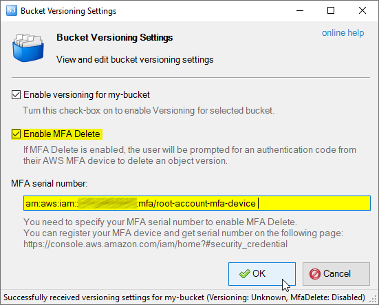 Enable MFA Delete for Versioned Bucket