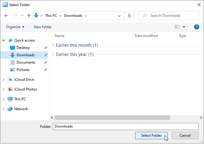 Select destination folder.