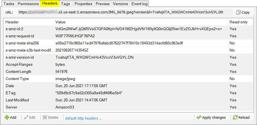 Version headers editor