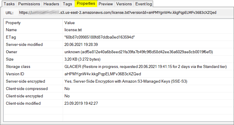 Versions properties