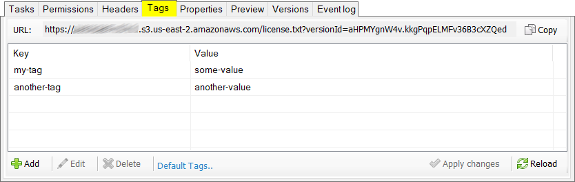 Version tags editor